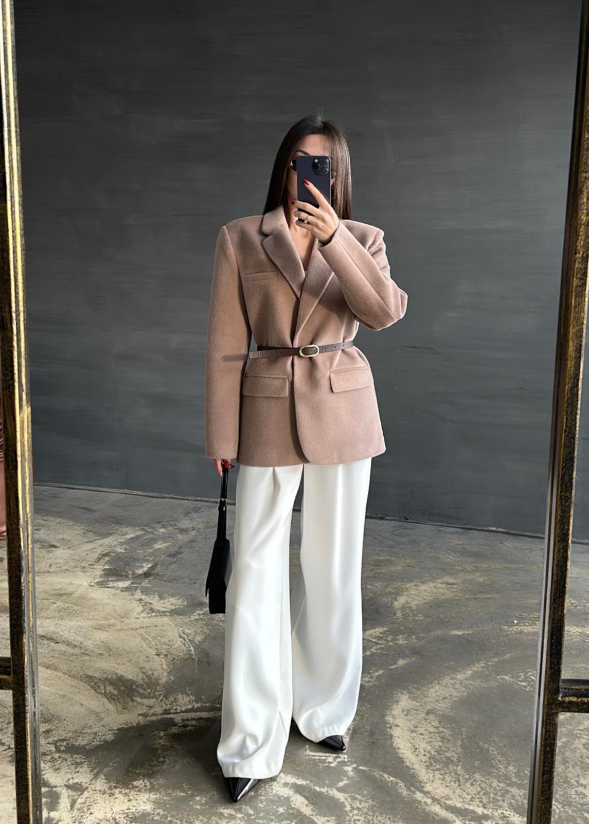 Alpaka Kemerli Ceket KOYU KAHVE