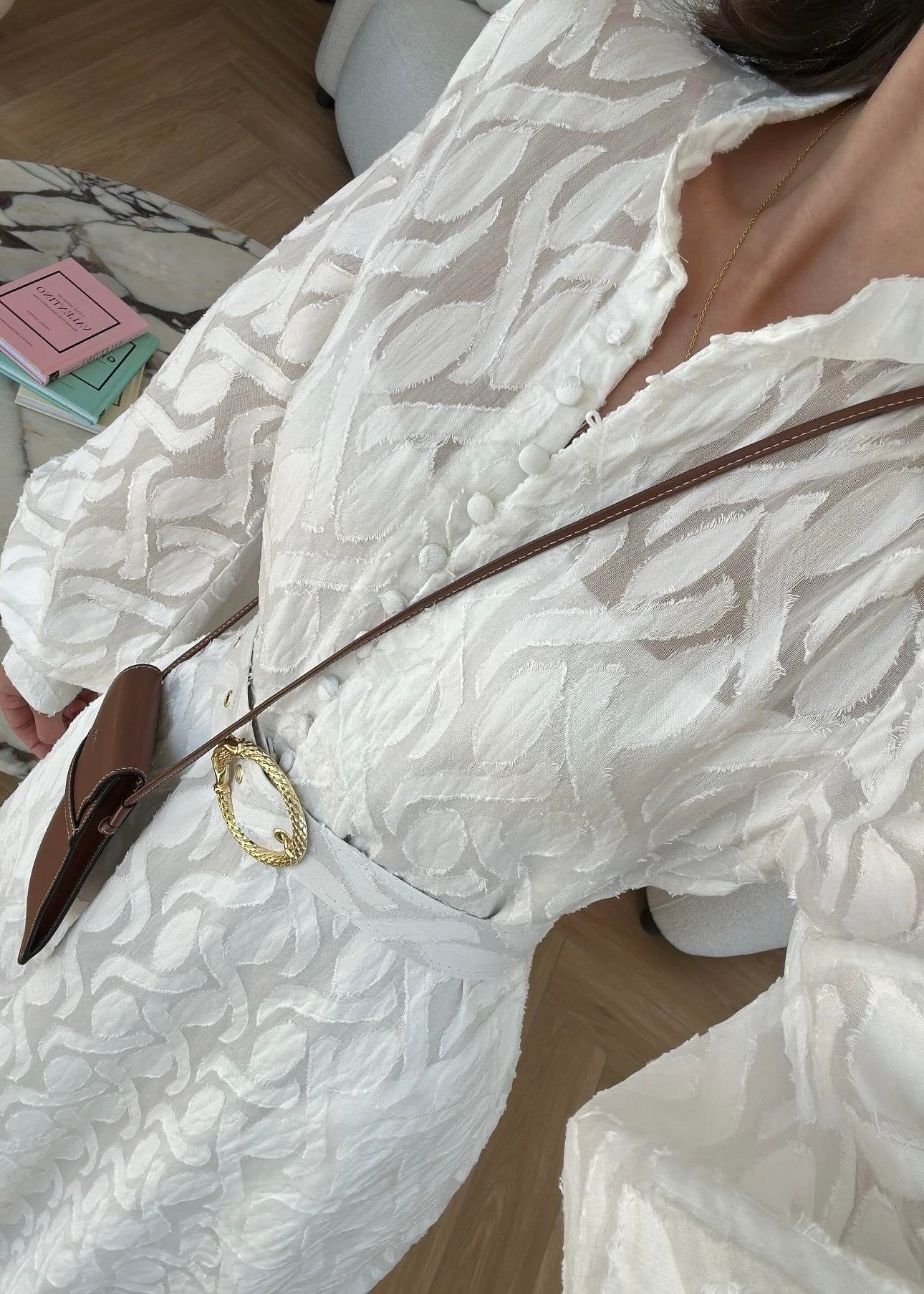 Kemerli Marka Muadil Elbise BEYAZ