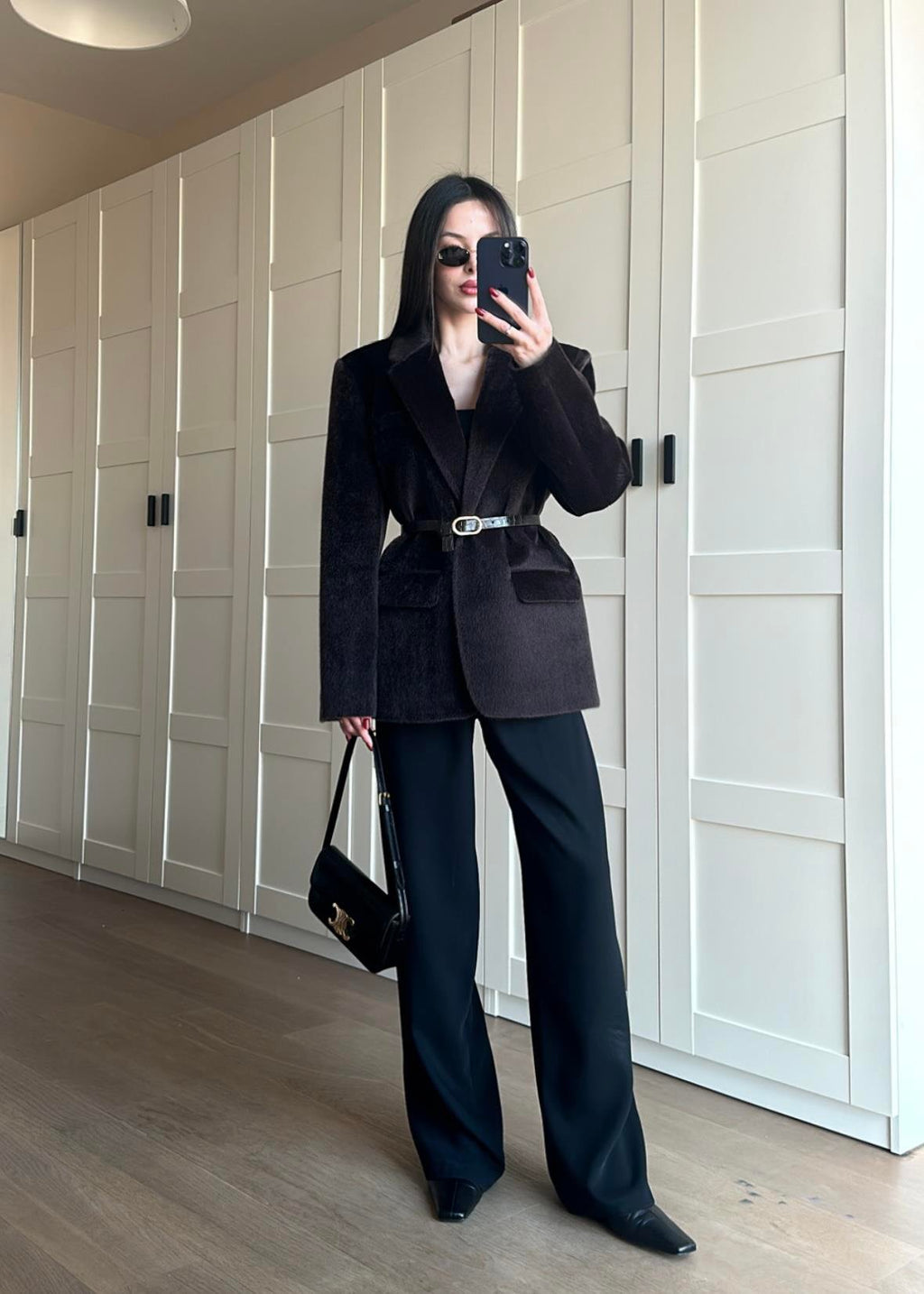 Alpaka Kemerli Ceket VİZON