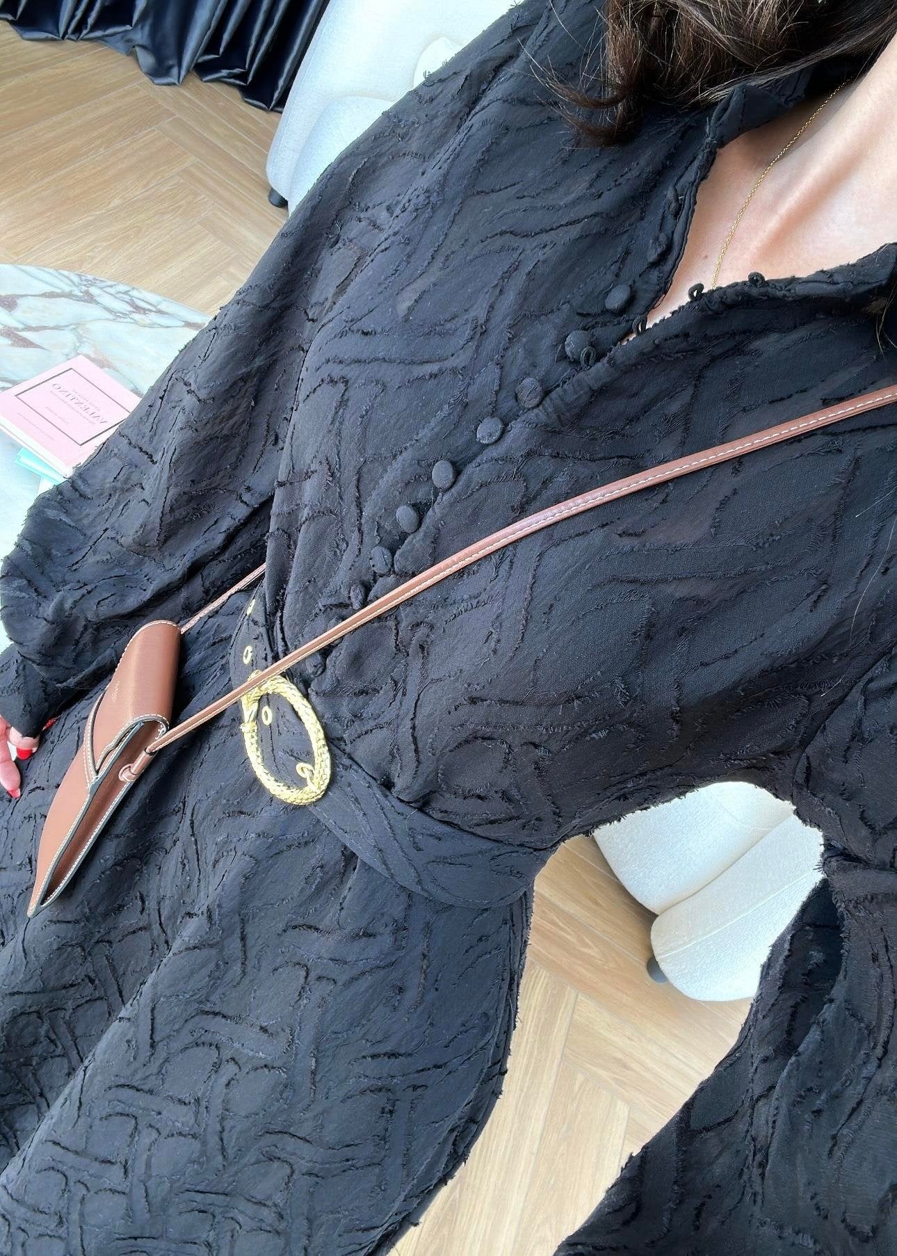 Kemerli Marka Muadil Elbise SİYAH