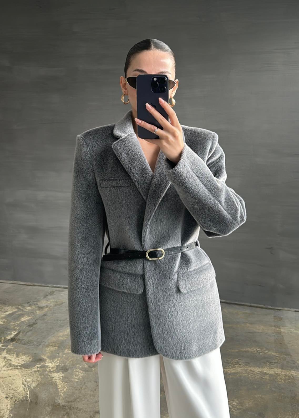 Alpaka Kemerli Ceket ANTRASİT