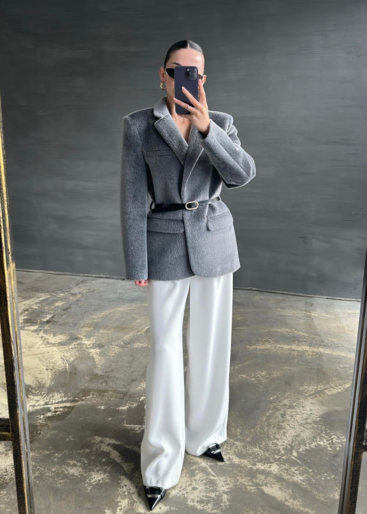 Alpaka Kemerli Ceket ANTRASİT