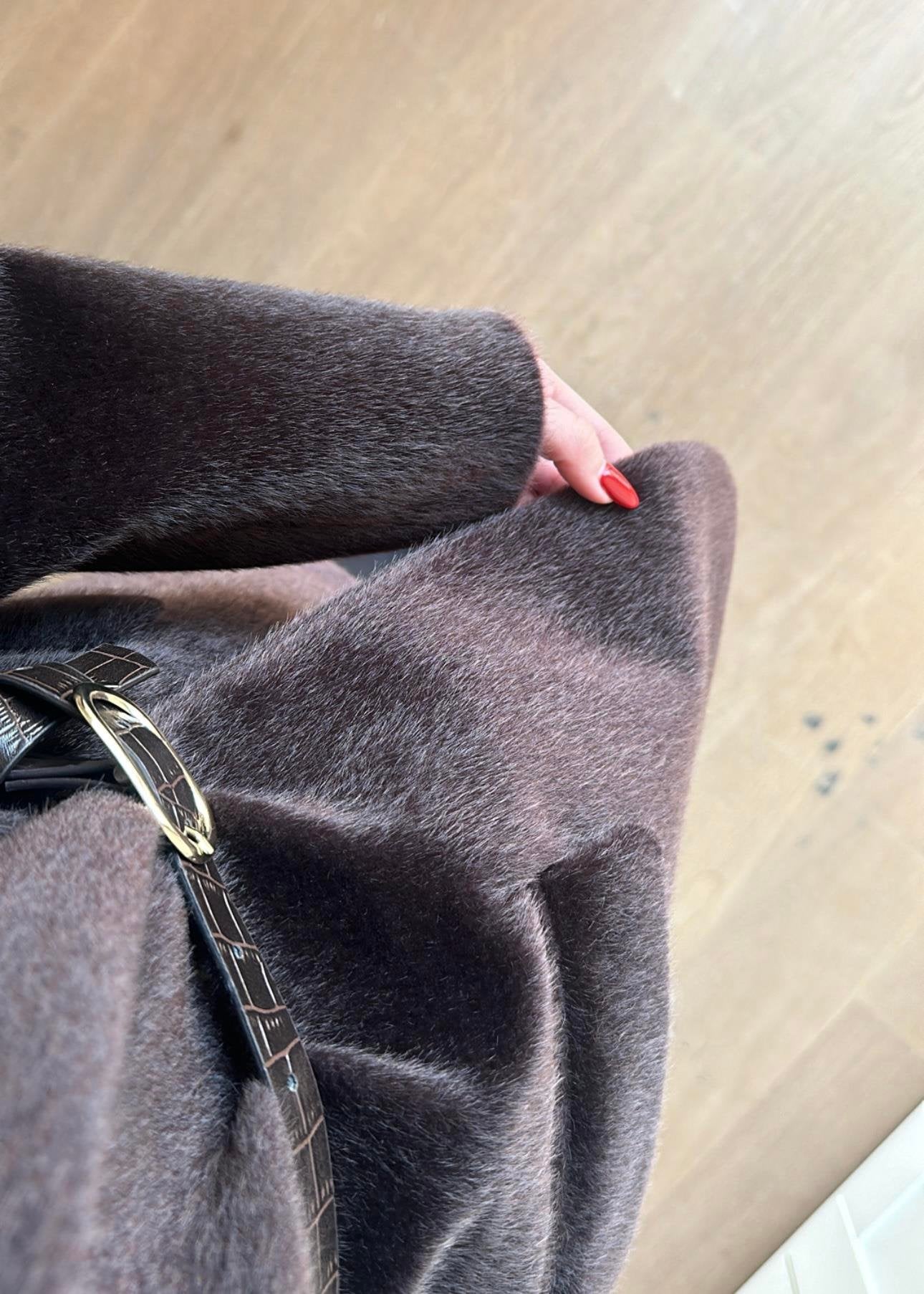 Alpaka Kemerli Ceket VİZON