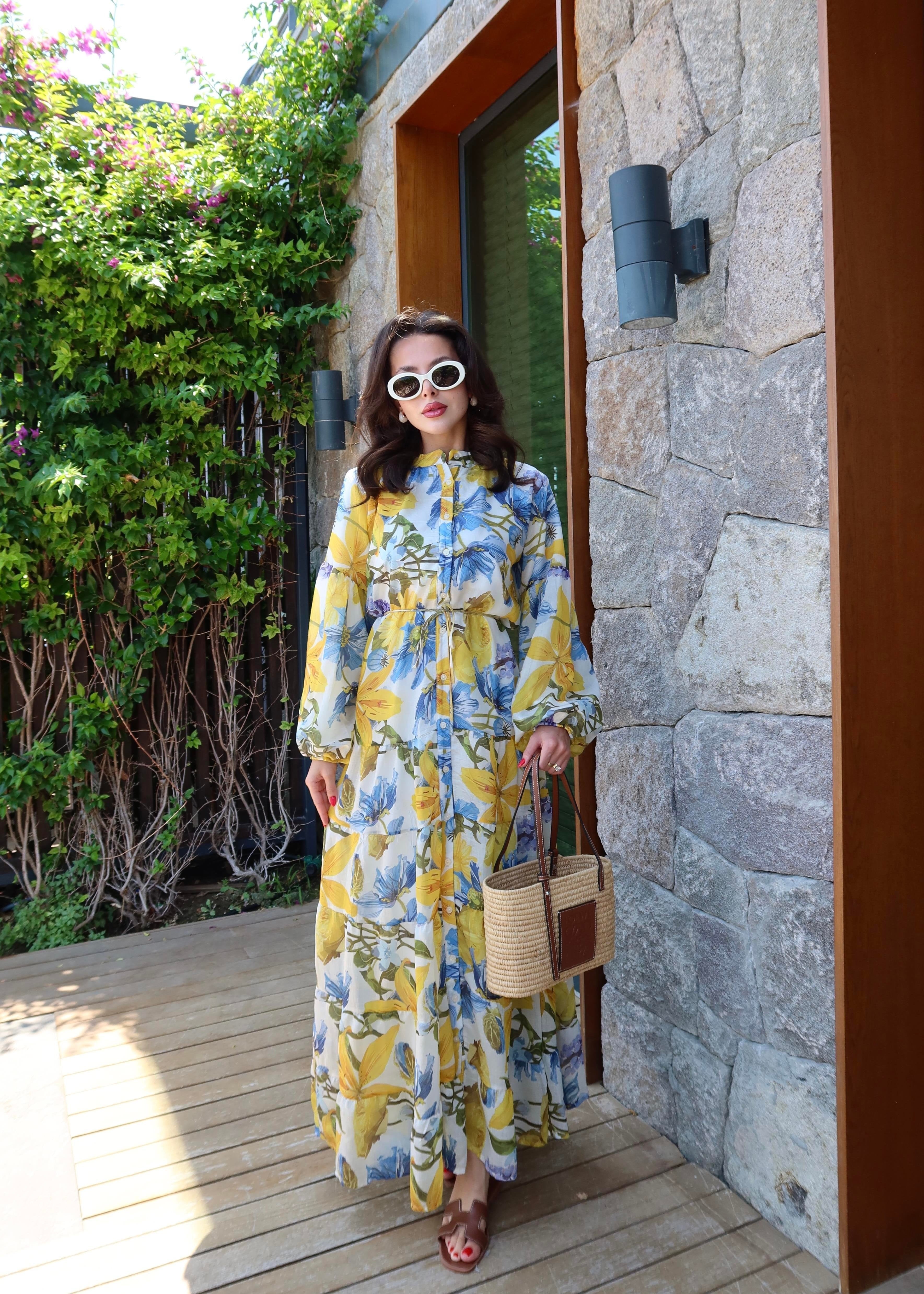 House Çiçekli Elbise RENKLİ