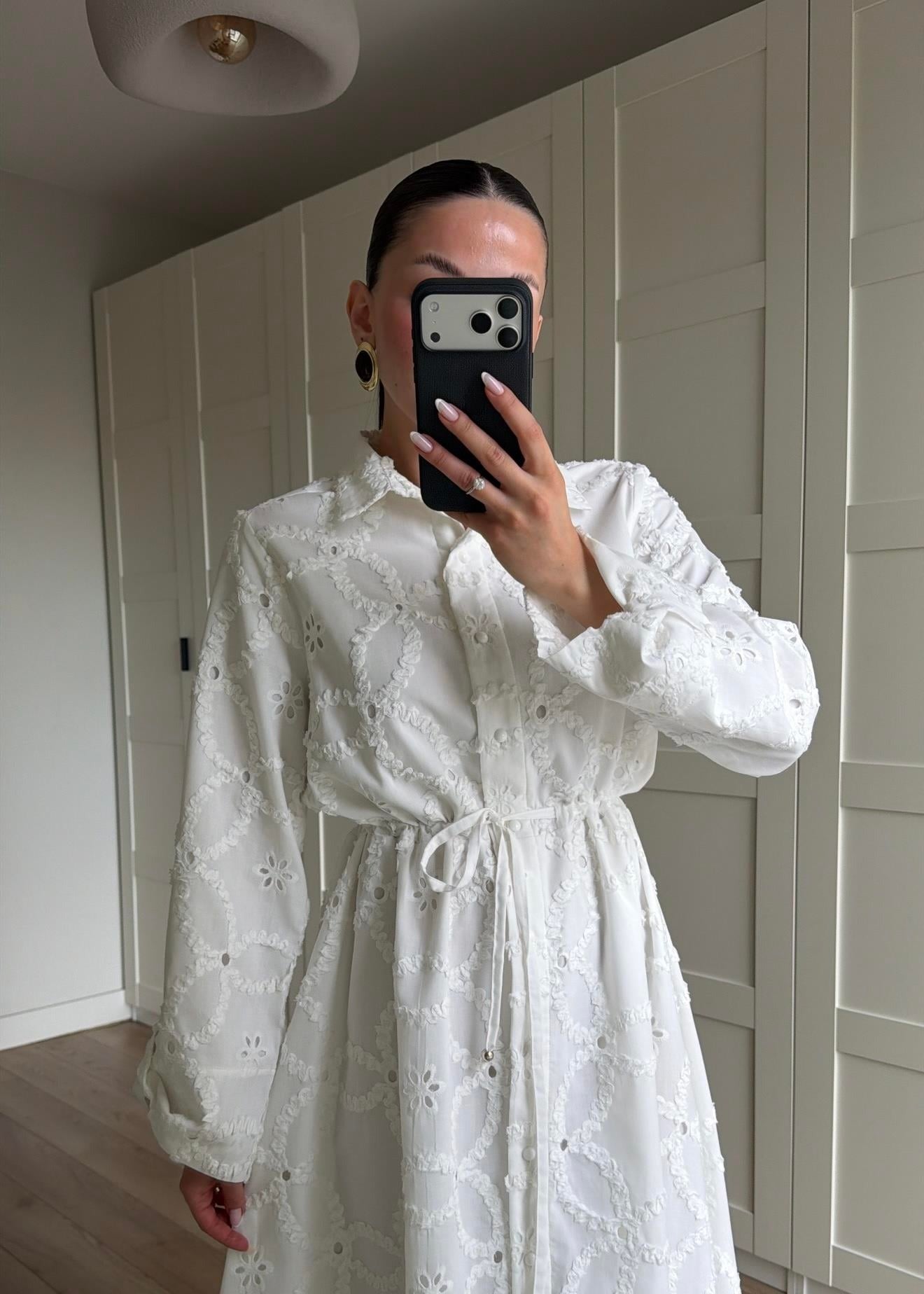 LİNDA Brode Elbise BEYAZ