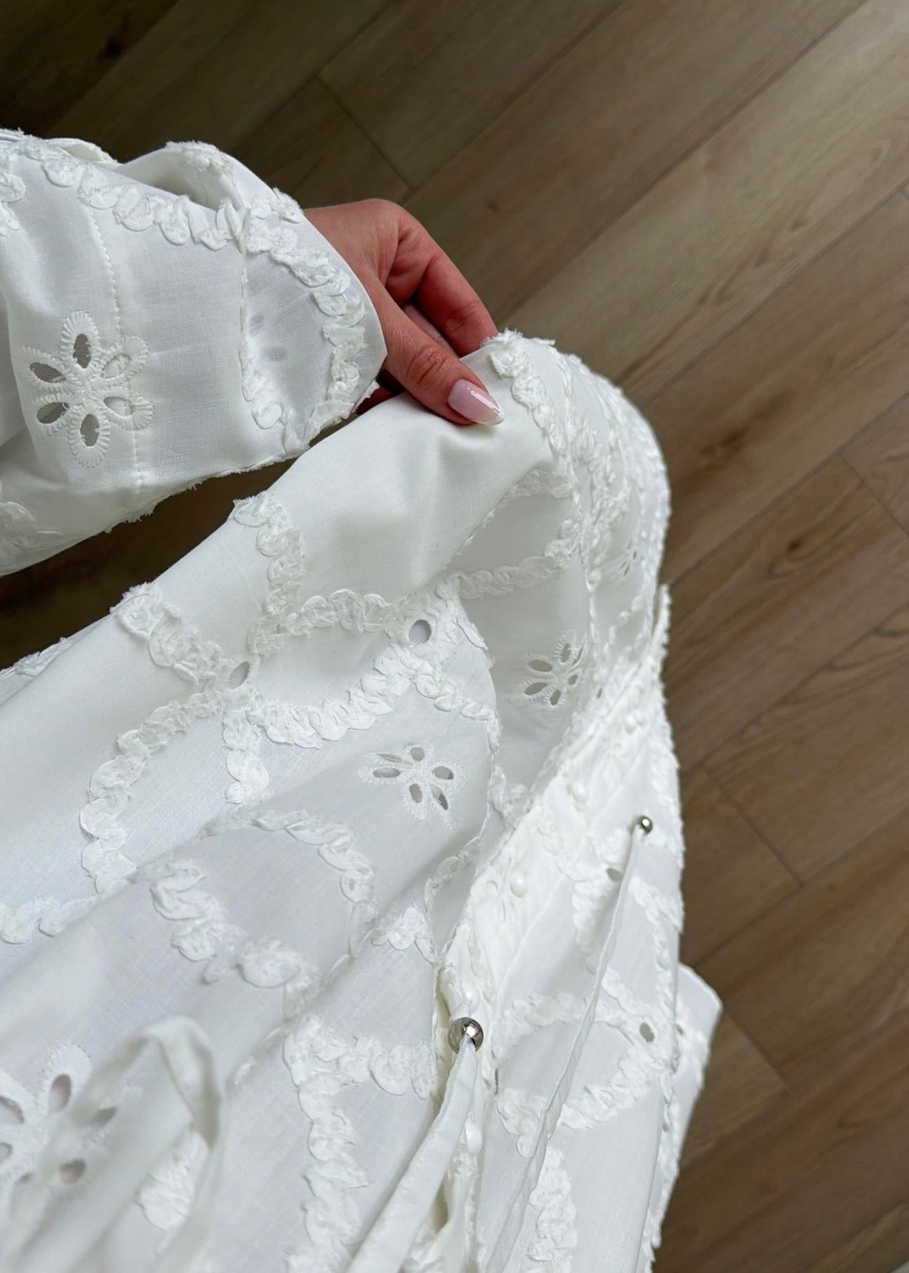 LİNDA Brode Elbise BEYAZ